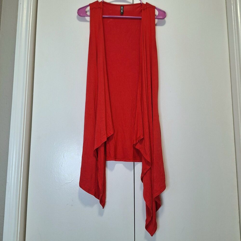 Lock & Love Red Modal Waterfall Vest Cardigan Sz Small